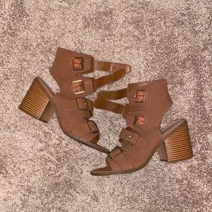 Maurice’s Brown Buckled Wedges